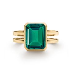 Warren Vertical Emerald Ring in 14k Gold (May) Heritage Fashion, Large Ring, Ring Sizer, Emerald Engagement Ring, 14k White Gold Ring, Blue Topaz Ring, London Blue Topaz, Topaz Ring, Emerald Ring