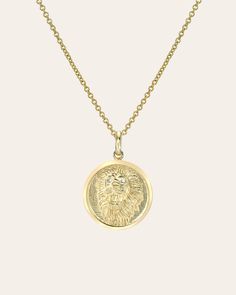 14k gold diamond lion disc necklace in the gold color of your choice. Size: Approx. 15mm(W) by 15mm(H) by 2mm Diamond Carat Weight: Approx. 0.01(ct. tw) Total Weight: Approx. 5 grams Standard Production: 7-10 business days Rush Order Production: 5-8 business days Shipping: Select shipping method at checkout. 2-Day Shipping and Overnight shipping available by request at checkoutShipped from our L.A. Studio. Necklaces Pendant, Medallion Necklace, Disc Necklace, Diamond Carat, Necklace Sizes, Gold Diamond, Jewelry Necklace Pendant, Gold Color, Jewelry Box