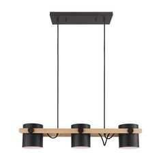 Eglo’s Hornwood family has a minimalist-modern meets vintage style. This 3 Light Linear Pendant fixture with 3 matte black cylindrical shades and cream colored interior, along with it’s wooden accent, provide unique style to your living space. This contemporary piece blends well with numerous interior designs. Great for studios, offices, coffee bars, and more. EGLO Hornwood 3-Light Black/Wood Transitional Linear Large Hanging Kitchen Island Light | 43045A Black Kitchen Island, Linear Pendant Light, Kitchen Island Pendant, Kitchen Island Linear Pendant, Linear Suspension, Deco Luminaire, Contemporary Pendant Lights, Pendant Fixture, Kitchen Island Pendants