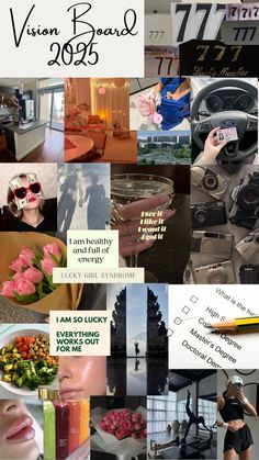 a collage of photos with the words vision board 205