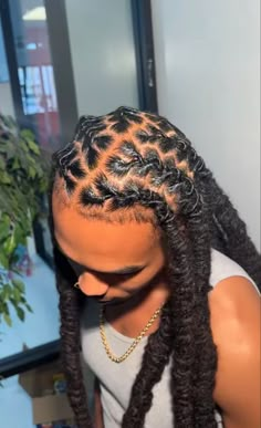 Locs Hairstyles Long Men, Men Dread Styles Long, Creative Dreadlock Hairstyles, Loc Ponytail Styles Men, Styles For Long Locs Men, Protective Dreadlock Styles, Wick Loc Styles, Retwist Locs Style Men Long