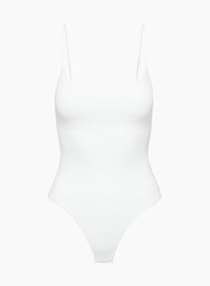 CONTOUR CAMI BODYSUIT | Aritzia Second-skin Bodysuit With Spaghetti Straps And Built-in Bra, Chic Seamless Summer Camisole, Chic Summer Seamless Camisole, Chic Summer Camisole With Seamless Construction, Solid Color Cami Bodysuit With Lined Body, Solid Cami Bodysuit With Lined Body, Elegant Scoop Neck Summer Bodysuit, White Smoothing Bodysuit For Summer, Tank Strap Bodysuit With Built-in Bra