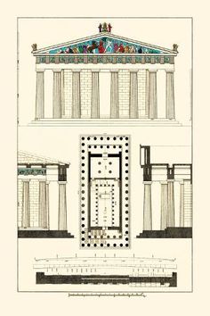 an architectural drawing of the greek temple