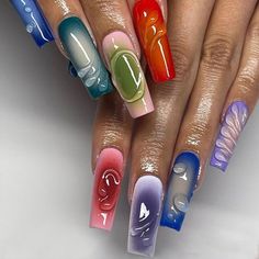 PRICES MAY VARY. Coachella Nails Ideas, Coachella Nails, Nail Pics, Long Press On Nails, Basic Nails, Coffin Press On Nails, Nail Forms, Top Nail, Gradient Nails