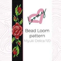 the bead loom pattern features roses and leaves