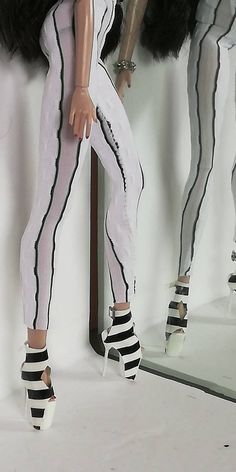 12 inch fashion doll outfit is one size fits all same size dolls dolls Trendy Stretch Leggings, Trendy Fitted Leggings, Trendy White Fall Leggings, Trendy Elastic Leggings, Trendy High Stretch Summer Leggings, Trendy High-stretch Leggings For Summer, Trendy High Stretch Leggings For Summer, White Stretch Leggings For Party, Edgy Fitted Leggings For Spring