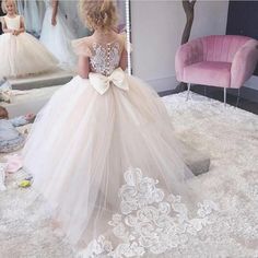 Robes D'occasion, Ivory Flower Girl, Ivory Flower Girl Dresses, Tulle Flower Girl, Girls Pageant Dresses, Kids Gown, Princess Ball Gowns, Dress Tulle