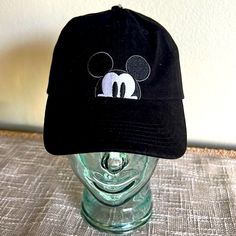 Brand New With Tags. Never Worn Black Disney Hat With Embroidered Mickey Adjustable Strap Newspaper Boy Hat, Light Up Hats, Dr Characters, Disney Hat, Stitch Ears, Disney Bows, Embroidered Bucket Hat, Disney Hats, Disneyland Halloween