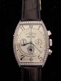 FRANCK MULLER Jumbo 160-Diamond Chronograph Ltd. Ed. Watch - $150k APR w/ COA!!! Franck Muller Watches, Number 15, Franck Muller, Fine Artwork, Watches Unique, Gold Crown, Gold Case, Bezel Diamond, Watch Collection