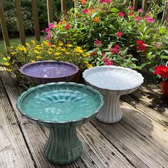 Short Ceramic Pedestal Bird Bath Ceramic Birdbath, Unique Bird Baths, Statue Of A Woman, Ceramic Bird Bath, Bird Bath Bowl, Ceramic Pedestal, Bath Garden, Concrete Bird Bath, Florida Garden