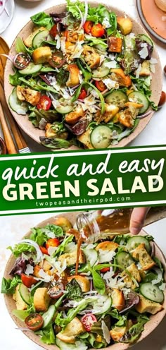 a salad with cucumber and easy green salad