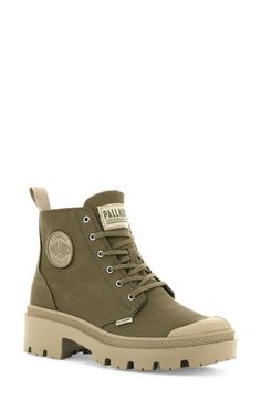 A tonal logo patch accentuates the sporty style of a high-top–inspired bootie set on a sturdy lugged sole. Lace-up style; inside zip closure Textile upper and lining/rubber sole Imported Women's Shoes Casual Low-top Lace-up Boots With Lug Sole, Casual Lace-up Boots With Lug Sole For Outdoor, Trendy Mid-top Boots For Fall, Urban High-top Lace-up Boots For Fall, Casual Streetwear High-top Sneakers Ankle Boot, Casual Combat Boots With Reinforced Heel For Outdoor, Trendy Padded Ankle Boots For Streetwear, Casual Low-top Combat Boots For Outdoor, Trendy Streetwear Boots With Padded Ankle