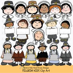 the pilgrim kids clip art is shown