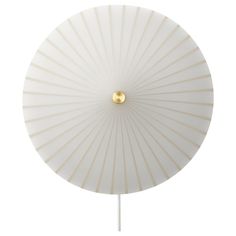 a white umbrella with gold accents on the top is shown in front of a white background