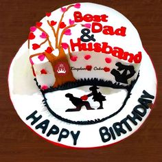 a birthday cake with the words best dad and husband on it