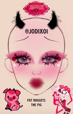 #hazbinhotel Makeup Tutorials Step By Step, Asian Makeup Tutorials, Anime Eye Makeup, Makeup Fails, Cute Halloween Makeup, Punk Makeup, Makeup Drawing, Anime Makeup, Cute Eye Makeup