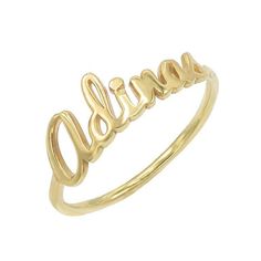 Gold Script Name Ring | Adina Eden Jewels Dainty Ring Stack, Script Letters, Name Ring, Name Rings, Ring Stack, Name Jewelry, Personalized Rings, Gold Plated Rings, 14k Gold Ring