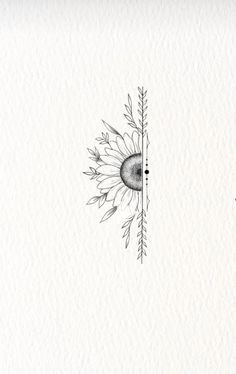 two sunflowers are shown in black and white ink on the left side of a paper