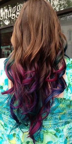 Blonde Ombre Balayage, Color Tips, Hair Chalk, Temporary Hair Color, Dip Dyed, Red And Purple, Ombre Hair Color, Colored Highlights, Short Hairstyle