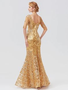 Mermaid / Trumpet Mother of the Bride Dress Elegant Sparkle & Shine V Neck Floor Length Tulle Sequined Half Sleeve with Sequin Bride Dress Elegant, Evening Dresses Cocktail, Mother Of The Bride Dress, Wedding Bridesmaid Dresses, Dress Elegant, Mother Of The Bride Dresses, Cocktail Dress Party, Half Sleeve, Bride Dress