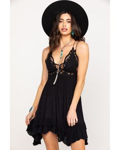 Cripple Creek Women's Black Beaded Suede Fringe Military Jacket | Boot Barn Free People Adella, Mini Slip Dress, Black Lace Dress, Free People Black, Romper With Skirt, Free People Dresses, Free People Dress, Black Lace, Lace Dress