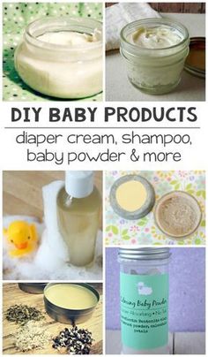 baby products are shown with the words diy baby products on it and below them