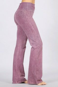 Another great collection from Chatoyant! Mineral washed bootcut pants with wide fold-over waistband. Durable fabric and a 4-way stretch that compliments the figure and fits great on all body types. Perfect alternative for jeans and everyday wear or as yoga lounge pants. Stay Sexy! Fabric USA made Cotton/Spandex 93/7 Jersey Proudly made in the USA Wash And Fold, Fun Pants, Soft Pants, Bootcut Pants, Stretch Pants, Light Denim, Waist Pants, Lounge Pants, Fold Over