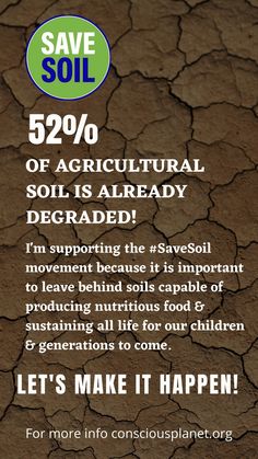 In last 20 years over 300,000 farmers committed suicide, Because of decrease in production. So please save our farmers life. Join this save soil movement. Spread these awareness with others. To know more about this movement and find the solution of this problem.
 From below link 👇 https://consciousplanet.org/
#soil #savesoilmovement 
#savesoil #sadhguru #consciousplanet #conscious Farmers Life, What Is Science, Happy Notes, Earthworms, Economic Times, World Economic Forum, Influential People