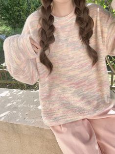 This rainbow soft pastel oversized sweater adds a subtle pop of color to your wardrobe. Featuring a soft pastel color palette, you can mix and match your coquette and fairy-inspired autumn wear with ease. Ideal for the fashionista looking for versatile layering options. Size Guide: S: bust: 116cm, length: 64cm, shoulder: 58cm M: bust: 120cm, length: 66cm, shoulder: 60cm Fabric: 25% cotton, 75% polyester Feminine Soft Knit Long Sleeve Sweater, Feminine Long Sleeve Soft Knit Sweater, Rainbow Long Sleeve Sweater For Spring, Spring Rainbow Long Sleeve Sweater, Long Sleeve Rainbow Sweater For Spring, Trendy Rainbow Long Sleeve Sweater, Trendy Long Sleeve Rainbow Sweater, Pastel Long Sleeve Sweater For Winter, Casual Pastel Winter Sweater