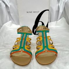 Final Markdown! Brand New Never Used Nine West New Multi Color Gladiator Sandals Size 8m. Little Part From The Gold Part Of The Shoe (Not Visible When Wearing Them) Peeled Off When Removing A Tag. Made Of Quality Man Made Material Upper. To Buy With More Confidence Please Read My Love Notes. Thank You For Looking. Yellow Medium Width Sandals For Summer, Yellow Closed Toe Sandals Medium Width, Yellow Round Toe Sandals Medium Width, Yellow Open Toe Sandals Medium Width, Spring Yellow Slip-on Wedge Sandals, Yellow Medium Width Round Toe Sandals, Yellow Medium Width Open Toe Sandals, Shoe Show, Nine West Shoes