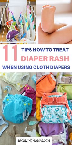 baby diapers with the title 11 tips how to treat diaper trash when using cloth diapers