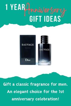 Gift a classic fragrance for men. An elegant choice for the 1st anniversary celebration! | 1 Year Anniversary Gift Ideas #1YearAnniversaryGifts #AnniversaryGiftIdeas  #FirstAnniversaryGifts Dior Sauvage, One Year Anniversary, Year Anniversary Gifts