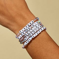 They’re always ready for an adventure. They support you through good times and bad. Your ride or die deserves to be seen, and this bracelet will make it happen! Set Kindness in MotionThe cycle of kindness starts with you. It’s why each of our bracelets has a trackable ID tag, so you can one day pass it on and pay its meaning forward. Connect your bracelet to get started! Acrylic Bracelet, Family Bracelets, Trending Bracelets, Alphabet Beads, Handle With Care, Crystal Beads Bracelet, Ride Or Die, Bracelet Ideas, Soul Sisters