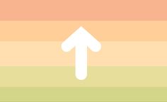 an arrow pointing to the left on a rainbow colored background with horizontal stripes in pastel colors