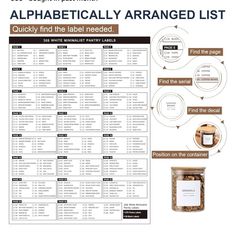 the printable table is shown with instructions for how to make an alphabetically arranged list