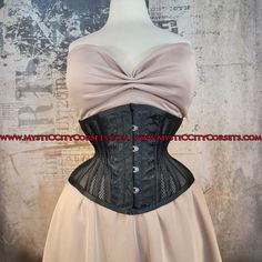 "New UNDERBUST from \"MystiC City Corsets\" design: MCC-232X ORIGINAL design/photo: \"MystiC City Corsets\" front length: 8 3/4\" side length: 6 3/4\"- 9\" back length: 9 1/4\" steel boning - 6 x 12mm wide \"white\" flat steel flexible bones - 18x 6mm wide spiral steel bones ( size 18 has 10 spiral bones) - steel busk - underbusk - floating modesty panel: 5\" wide ( boned) - waist tape - high quality gold tone 1/4\" grommets - lacing cord Corset MCC-32X is recommended for waist training, perfect Underbust Corset Dress With Boning And Fitted Bodice, Gothic Overbust Corset Dress With Boning, Black Underbust Vintage Corset Dress, Black Vintage Underbust Corset Dress, Gothic Black Corset With Medium Bust Support, Victorian Underbust Corset Dress With Boned Bodice, Underbust Corset With Boned Bodice, Gothic Fitted Corset Dress With Boning, Gothic Underbust Corset For Halloween