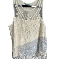 Leifnotes Womens Lace Overlay Long Tank Top Sleeveless Size S Cream Description: Condition: New With Tags Brand: Leifnotes Size: S Color: Cream Scoop Neck Lace Overlay Sleeveless Back Zipper Imported Beige Sleeveless Lace Top With Lace Trim, Sleeveless Summer Vest With Lace Trim, Cream Lace Sleeveless Tank Top, Cream Lace Sleeveless Camisole, Sleeveless Lace Trim Summer Vest, White Sleeveless Lace Trim Top, White Camisole For Spring Layering, Cream Sleeveless Lace Top, Spring Beige Lace Tank Top