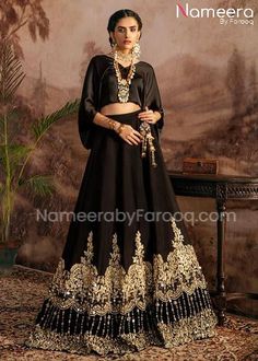 Buy Royal Black Lehenga Skirt for Wedding Wear Online an elegant lehenga choli dress for your evening event which is sure to make you look glamorous in it Black Gown With Resham Embroidery And Traditional Drape, Black Gown With Intricate Embroidery, Traditional Drape, Black Resham Embroidery Evening Gown, Eid Black Choli With Sheer Dupatta, Black Choli With Intricate Embroidery For Eid, Black Resham Embroidered Evening Gown, Black Choli With Sheer Dupatta For Eid, Black Gown With Traditional Drape For Eid, Elegant Saree Skirt For Party