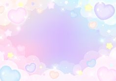 an abstract background with hearts and stars in pastel pink, blue and yellow colors