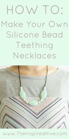 a woman wearing a necklace with the words how to make your own slicer bead teeth