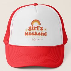 Celebrate your bachelorette with this super fun trucker hat, featuring groovy typography, daisy flowers, custom date, location & elegant calligraphy name. Easily add your own details by clicking on the "personalize" option. 70s Bachelorette, Groovy Typography, Bachelorette Hats, Bridal Squad, Bachelorette Party Outfit, Calligraphy Name, Bachelorette Outfits, Elegant Calligraphy, Retro Girls