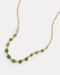 18K Yellow Gold Graduated Green Tourmaline Round Necklace16 Inches Style# YNGRGT Green Tourmaline Necklace In Fine Jewelry Style, Formal Green Tourmaline Necklace, Formal Yellow Gold Tourmaline Necklaces, Formal Yellow Gold Tourmaline Necklace, Elegant Green Tourmaline Necklaces, Elegant Green Tourmaline Necklace, Round Necklace, Green Tourmaline, Tourmaline