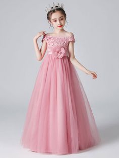 Pink Frocks For Kids, Spring Prom Tutu Dress, Pink Summer Gown For Pageant, Pink Summer Pageant Gown, Amber Clothes, Princess Dresses For Girls, Gown For Kids, Pink Dresses For Kids, Gowns For Kids