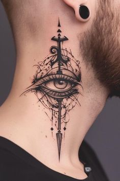 the neck tattoo has an all seeing eye on it