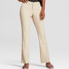 Women's Bootcut Bi-Stretch Twill Slacks Are A Great Addition To Your Wardrobe. These Pants Come In Various Sizes For Short Wearers. Mfr. Color: Vintage Khaki (Tan Color, Unable To Capture In Pics) Sizes: 14 S (Short) Waist 18.5 Rise 10"0 16 S (Short) Waist 19.5 Rise 10.5" 63% Polyester 33% Rayon, 4% Spandex Fly Hook And Zipper Inseam 30" Mid Rise Back Double Welt Pocket, Side Pockets 17/14s*1955-1956, 16s*1957-1958/8135-191 Spring Straight Leg Elastane Dress Pants, Fitted Straight Leg Work Pants For Spring, Tailored Spring Work Pants, Classic Mid-rise Dress Pants For Spring, Spring Tailored Elastane Pants, Classic Mid-rise Work Pants For Spring, Classic Mid-rise Work Pants, Tailored Mid-rise Dress Pants For Spring, Fitted Ankle-length Work Pants For Spring