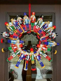 a wreath made out of many different colored objects