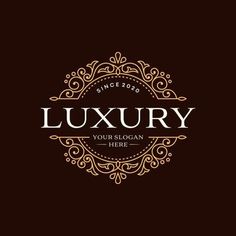 luxury logo design with golden frame on dark brown background, suitable for business and branding purposes