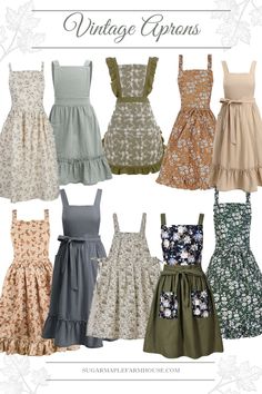 the vintage aprons dress pattern is available in sizes ranging from small to large, and has