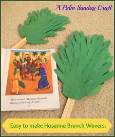 the palm sunday craft is made with paper and matchessticks to match the book