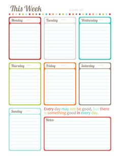 a printable planner with the words blog it this week